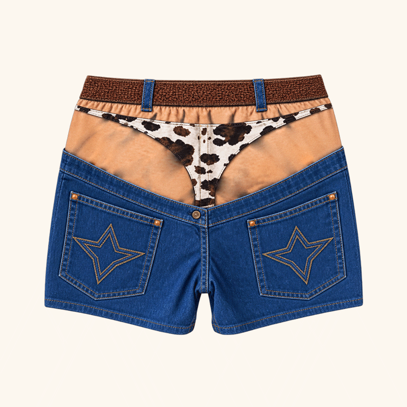🏖️ Short de plage en jean| Short de plage fantaisie à effet d'illusion