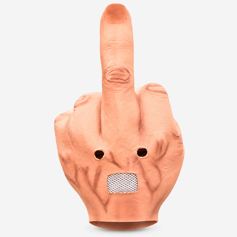 🖕 Le masque géant en forme de doigt d'honneur qui vole la vedette à la fête