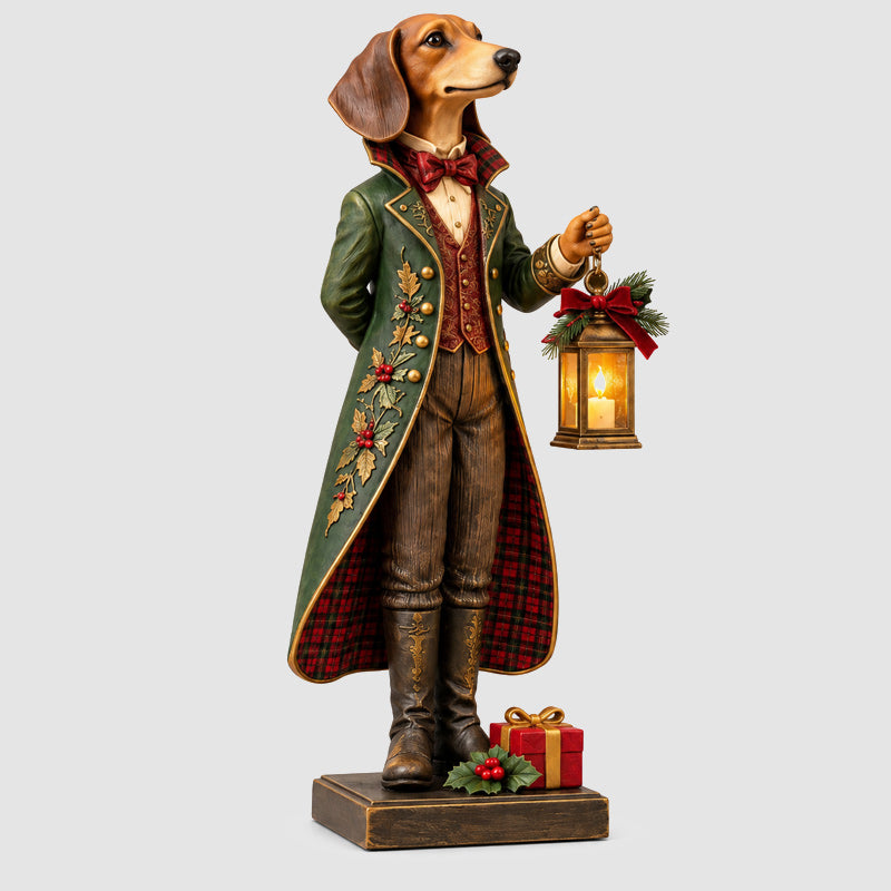 Décoration de Noël en forme de lanterne représentant un teckel