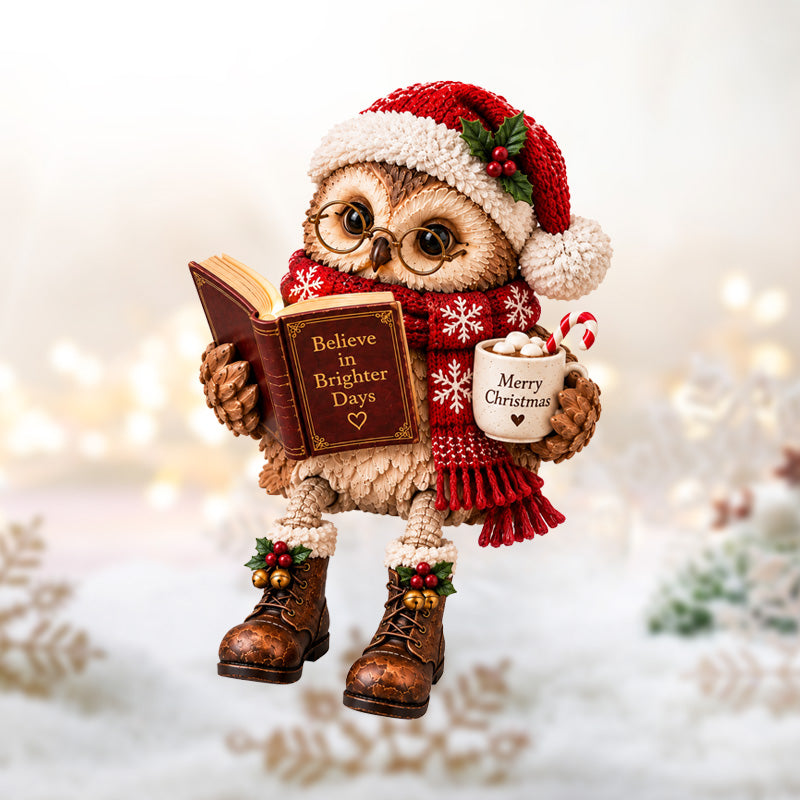 Figurine d'un hibou en train de lire, qui fait chaud au cœur