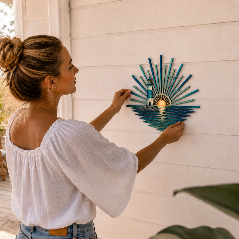 🌅 Décoration murale en métal « Legend of the Sunset Tides » – 🌊 Décoration murale en métal de style nautique vintage