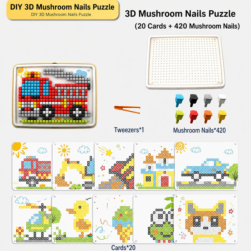 Jeu de construction 3D « Champignons » pour enfants – Un cadeau favorisant la créativité et la reconnaissance des couleurs