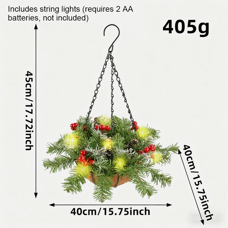 🎄Offre spéciale Noël🏆 Couronne de Noël artificielle sous forme de panier suspendu