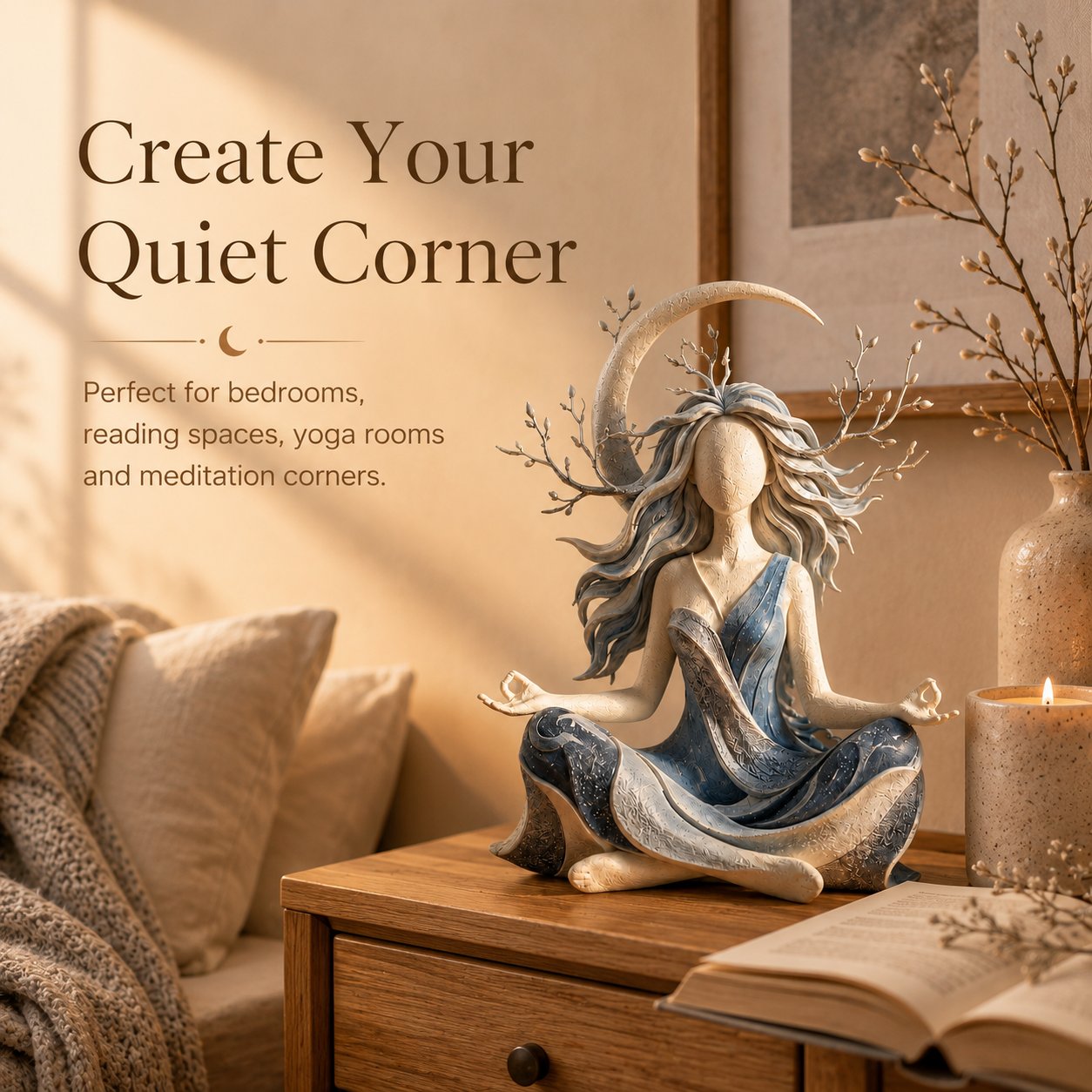 🧘 Sculpture de méditation apaisante | Objet de décoration d'intérieur serein
