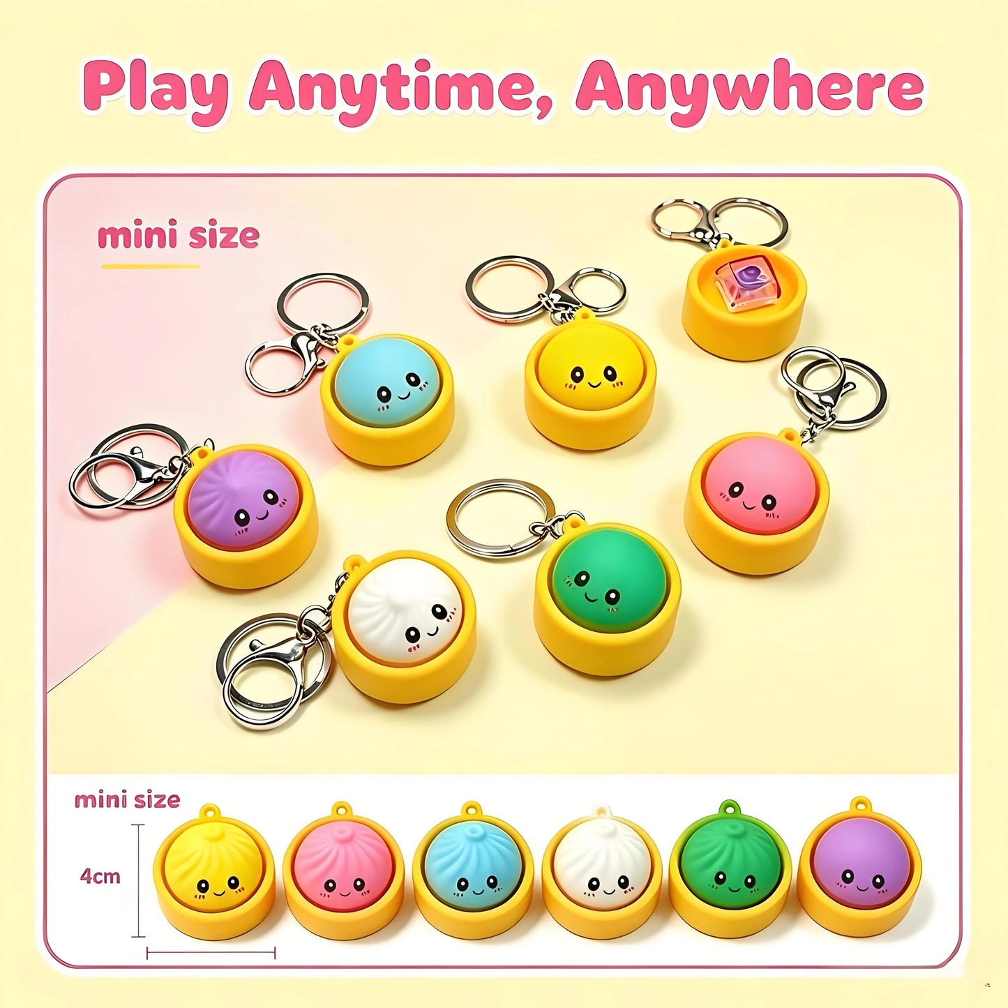 🔥  Porte-clés anti-stress « Cute Dumpling » à presser – lumière tactile