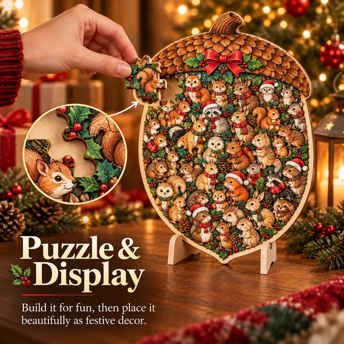 🎄Puzzle de Noël en bois avec support | 9 motifs festifs à assembler et à exposer 🧩