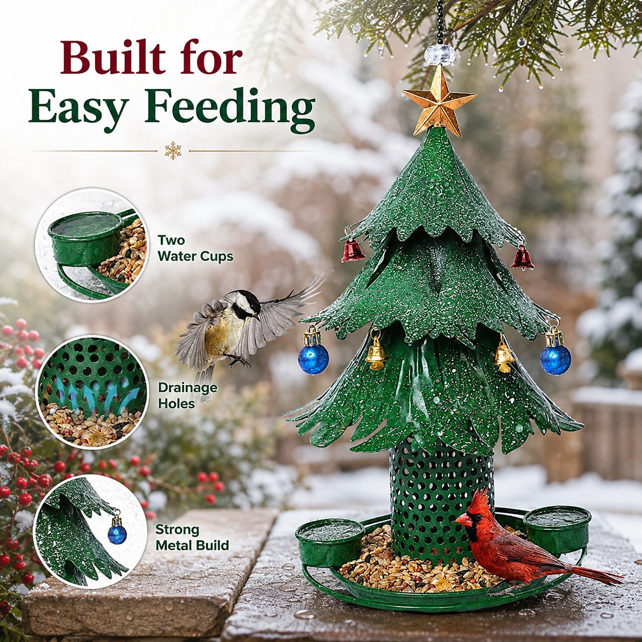 Mangeoire pour oiseaux en forme de sapin de Noël 🎄 Décoration festive pour le jardin pendant les fêtes