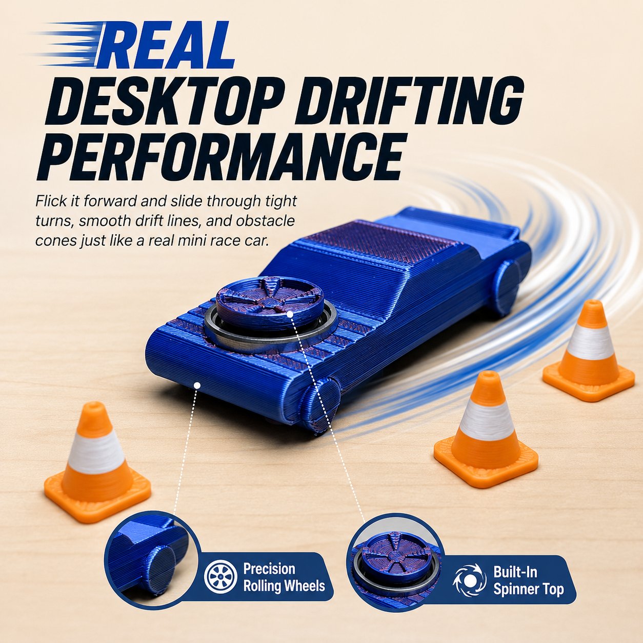 🏎️ Le FidgetDrifter | Petite voiture de drift anti-stress