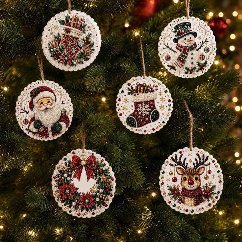 Kit de bricolage de Noël : décorations à réaliser soi-même en peinture diamant – Décorations artisanales à accrocher au sapin de Noël