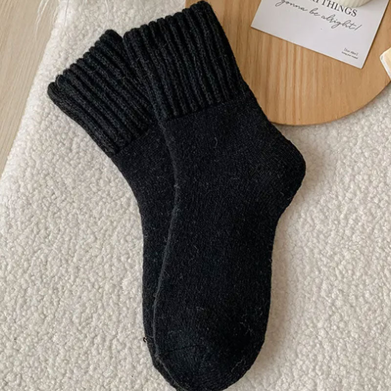 🧦5 paires de chaussettes en laine pour femmes - chaussettes chaudes de hauteur moyenne