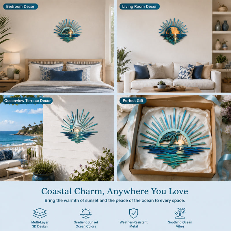 🌅 Décoration murale en métal « Legend of the Sunset Tides » – 🌊 Décoration murale en métal de style nautique vintage