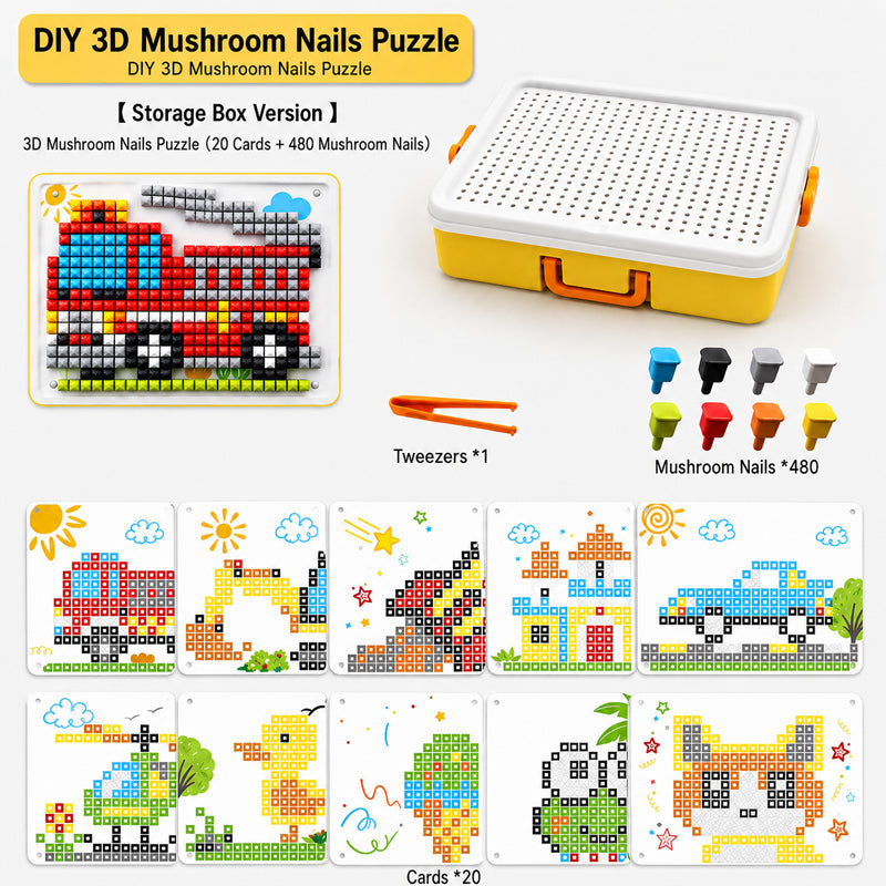 Jeu de construction 3D « Champignons » pour enfants – Un cadeau favorisant la créativité et la reconnaissance des couleurs