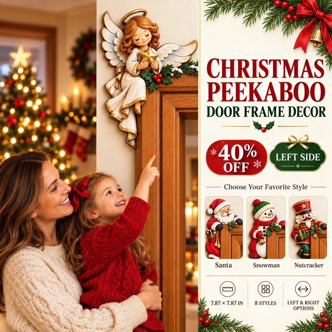 ⏰DERNIER JOUR : 50 % DE RÉDUCTION 🎅 Décoration d'angle pour encadrement de porte « Peekaboo » de Noël