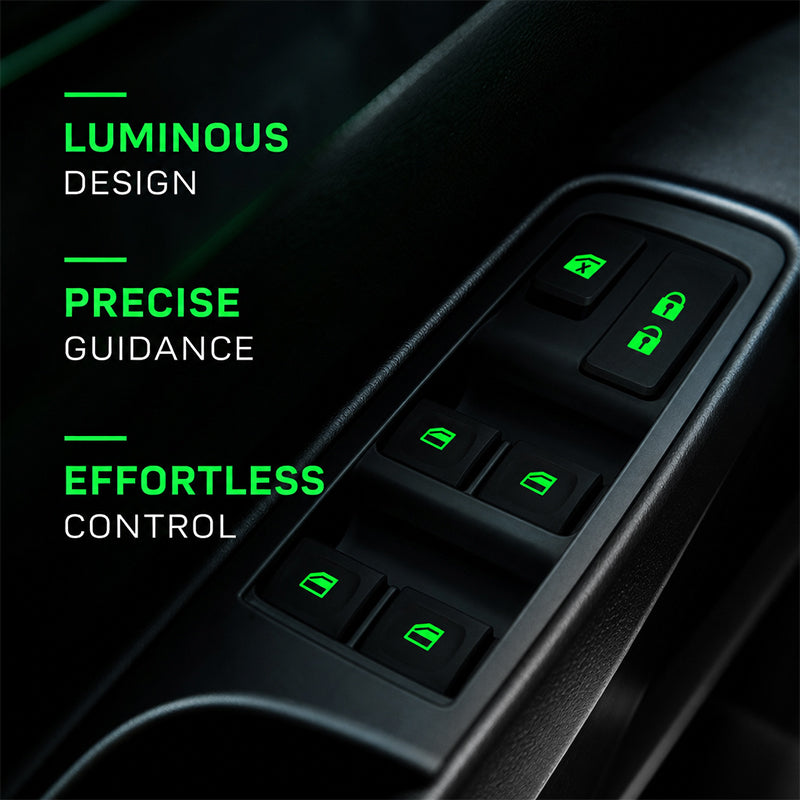 💡Autocollants lumineux pour boutons de lève-vitre de voiture - Autocollants colorés pour boutons d'avertissement qui brillent dans le noir