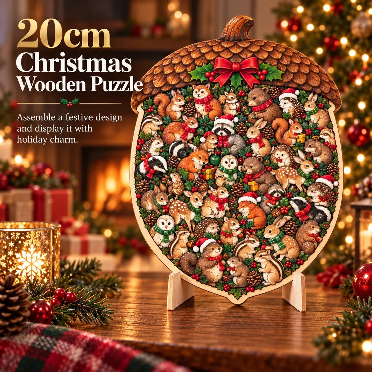 🎄Puzzle de Noël en bois avec support | 9 motifs festifs à assembler et à exposer 🧩