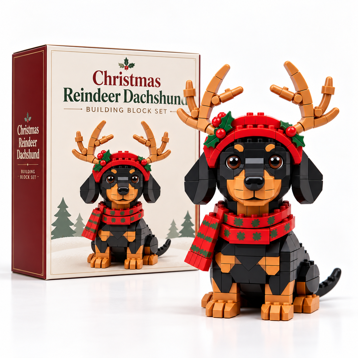 🔥DERNIER JOUR : 50 % DE RÉDUCTION ✨ Coffret de construction « Teckel renne de Noël »