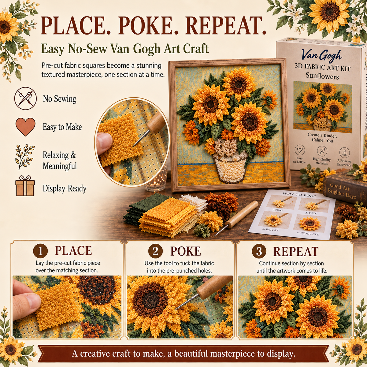 🎨 Kit d'art textile 3D Van Gogh | Créez votre propre chef-d'œuvre texturé