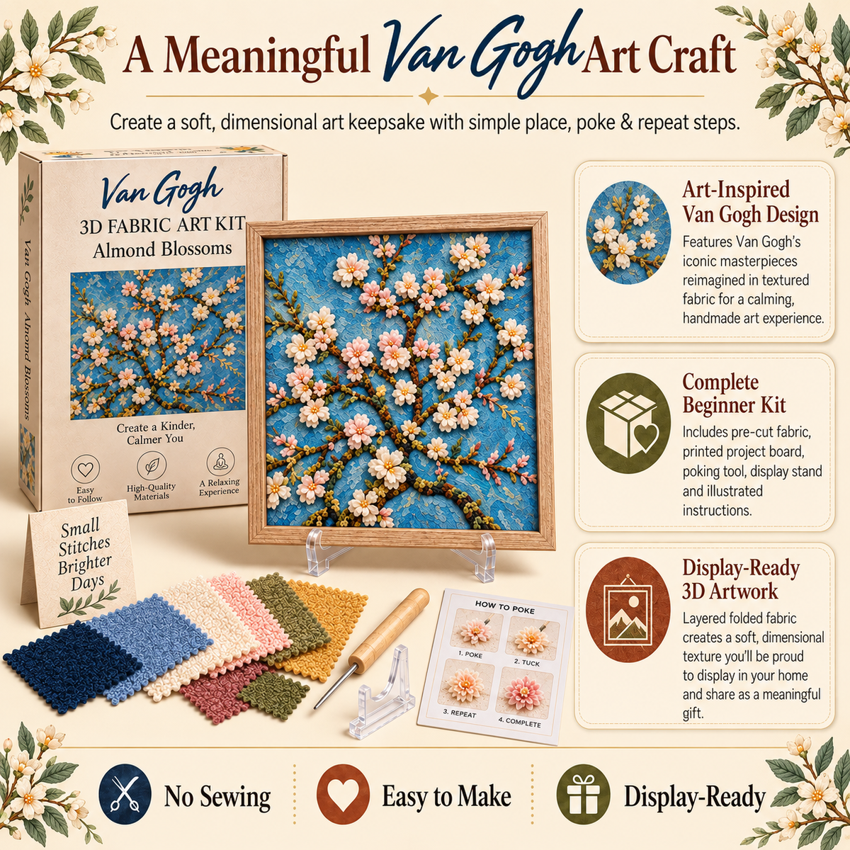 🎨 Kit d'art textile 3D Van Gogh | Créez votre propre chef-d'œuvre texturé