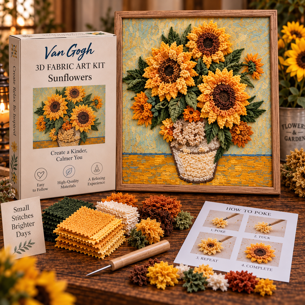 🎨 Kit d'art textile 3D Van Gogh | Créez votre propre chef-d'œuvre texturé
