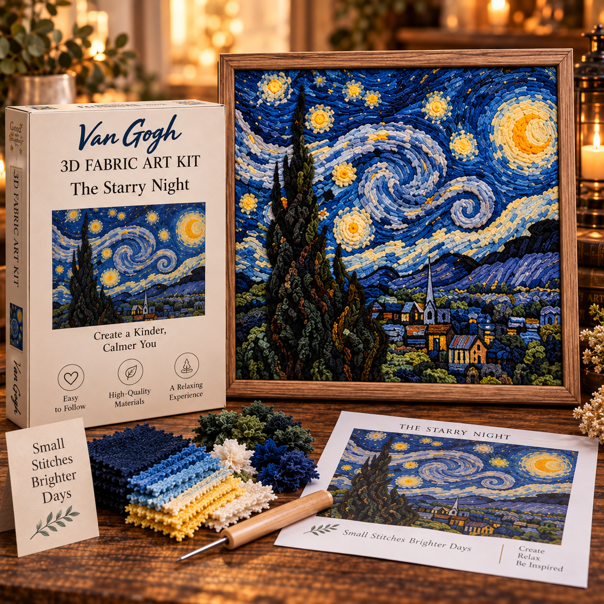 🎨 Kit d'art textile 3D Van Gogh | Créez votre propre chef-d'œuvre texturé