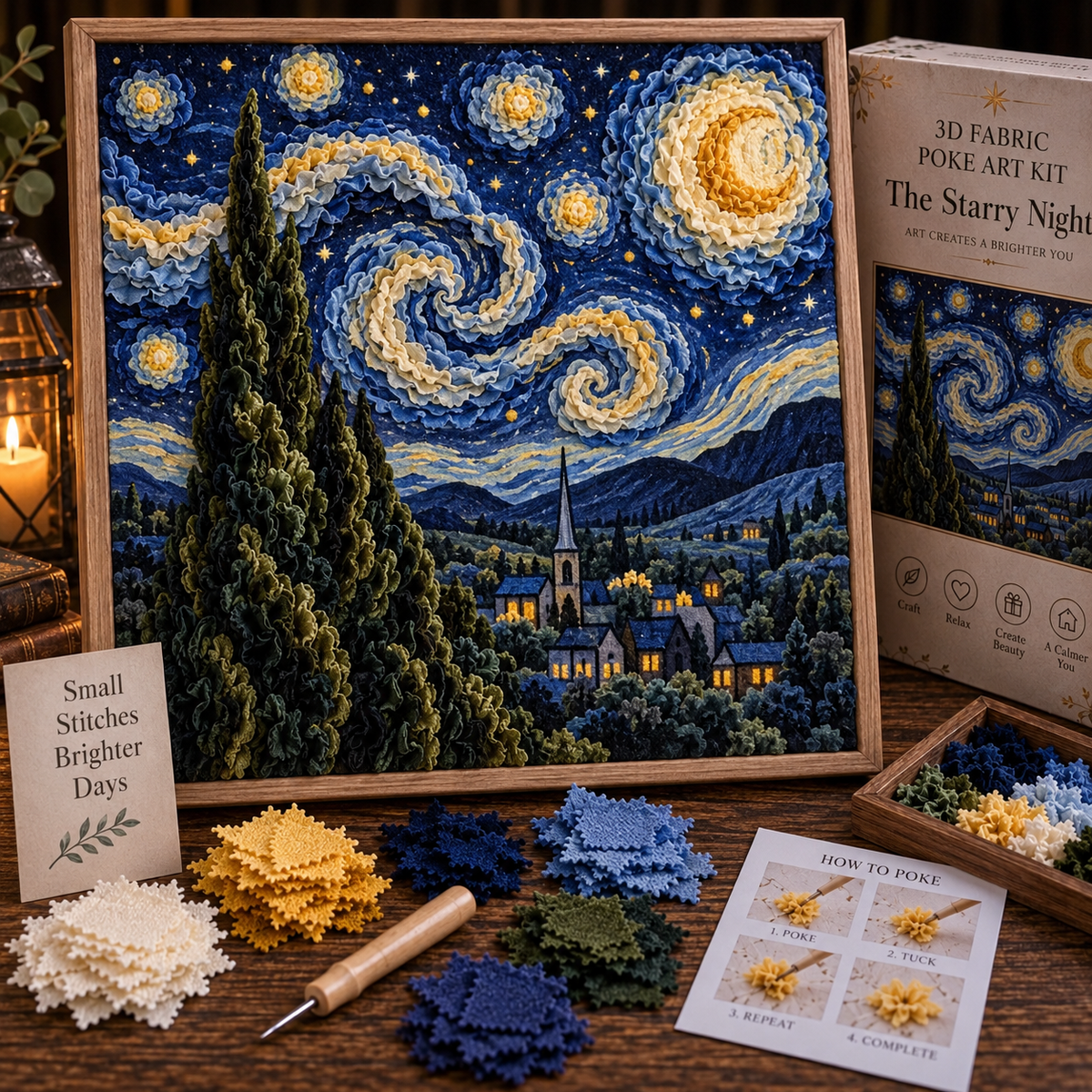 🎨 Kit d'art textile 3D Van Gogh | Créez votre propre chef-d'œuvre texturé