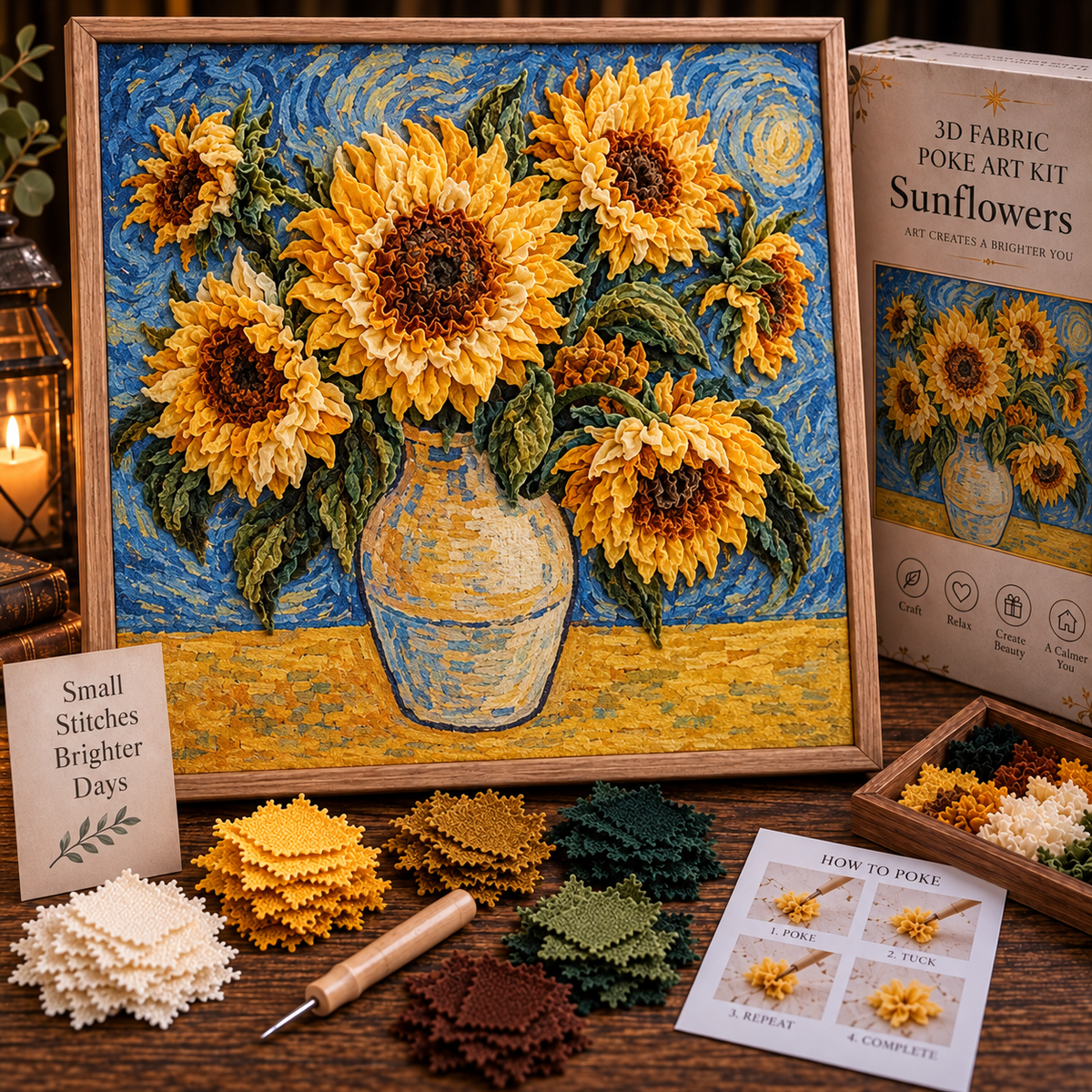 🎨 Kit d'art textile 3D Van Gogh | Créez votre propre chef-d'œuvre texturé