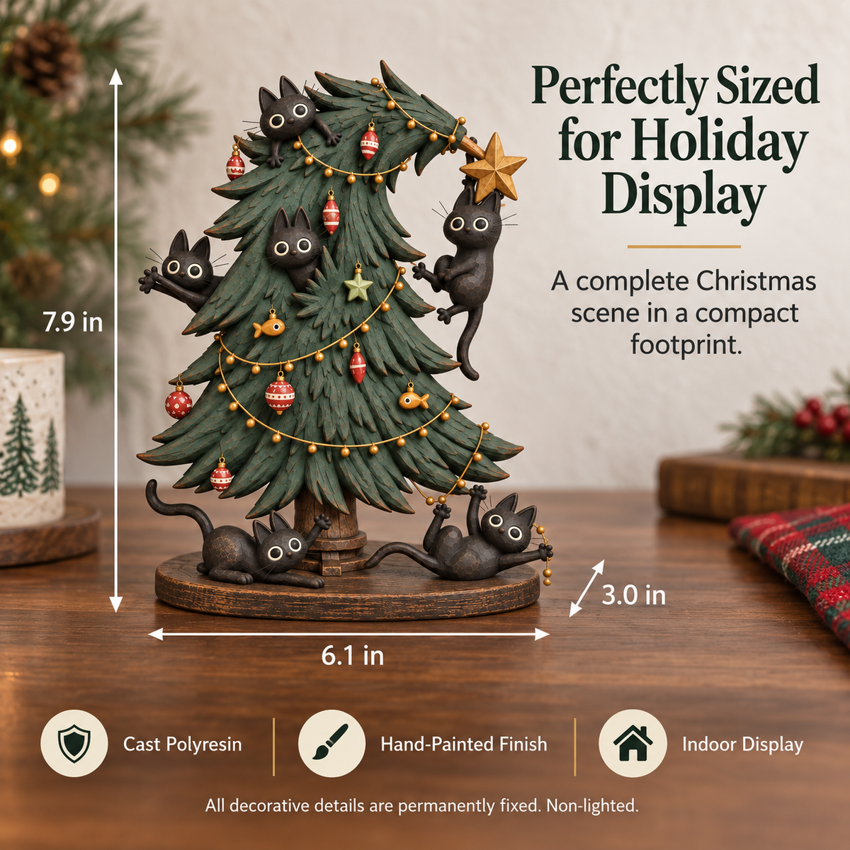 Figurine de Noël « Chats noirs espiègles » pour sapin de Noël