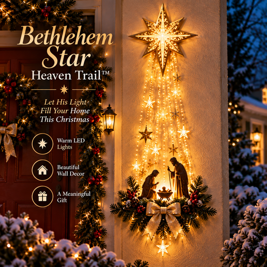 ✨Dernier jour : 49 % de réduction✨✝️ Bethlehem Star of Faith™ – Décoration murale de la Nativité lumineuse
