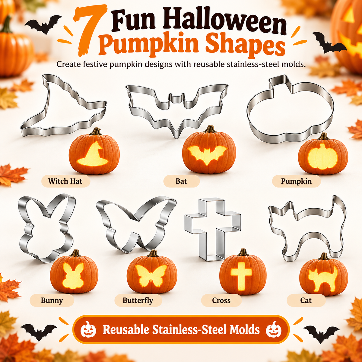 Lot de moules à découpe « PumpkinTap™ » sur le thème d'Halloween
