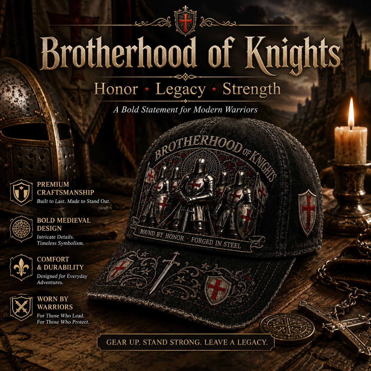 ⚔️ Liés par l'honneur, forgés dans l'acier – Casquette des Templiers🛡️🔥