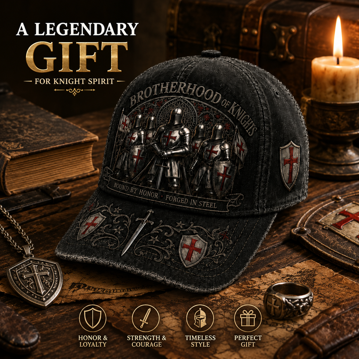 ⚔️ Liés par l'honneur, forgés dans l'acier – Casquette des Templiers🛡️🔥