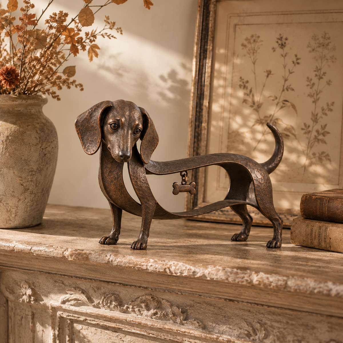🐾Sculpture de teckel de style vintage – Un classique intemporel / Décoration vintage en fer forgé représentant un teckel