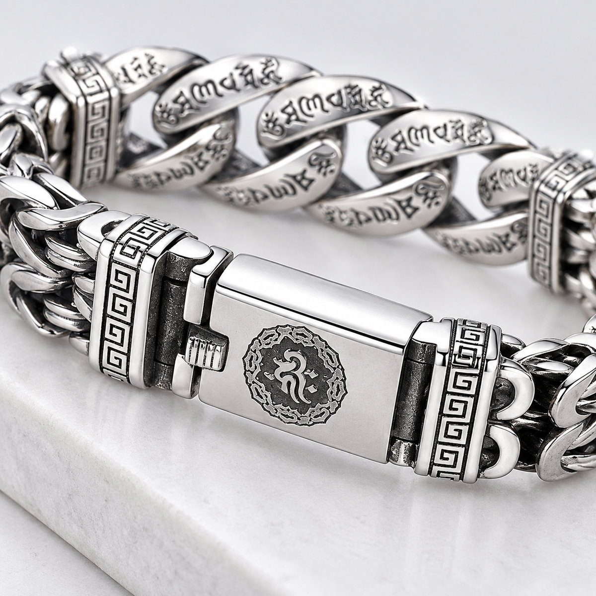 Bracelet rétro pour homme avec mantra à six syllabes