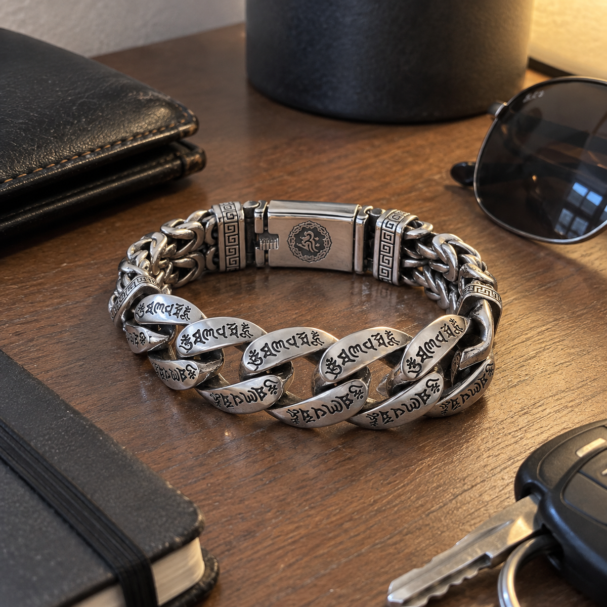 Bracelet rétro pour homme avec mantra à six syllabes