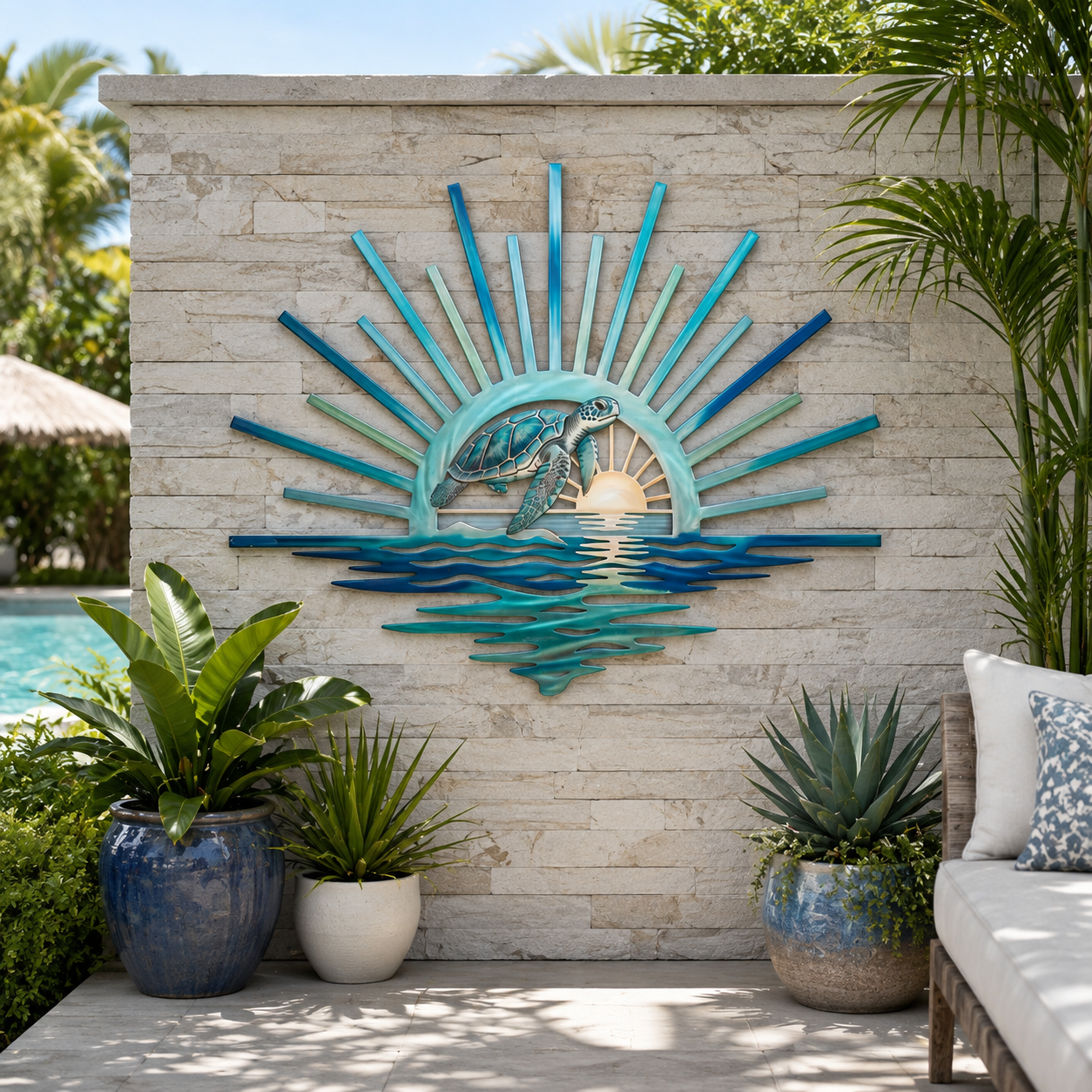 🌅 Décoration murale en métal « Legend of the Sunset Tides » – 🌊 Décoration murale en métal de style nautique vintage