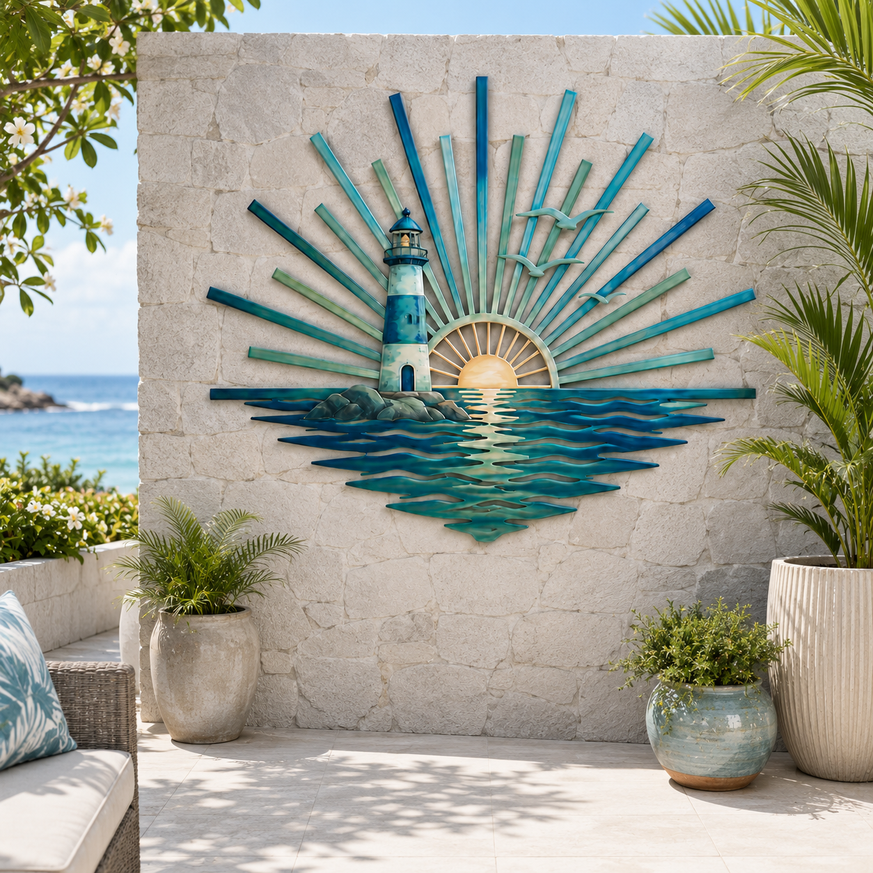 🌅 Décoration murale en métal « Legend of the Sunset Tides » – 🌊 Décoration murale en métal de style nautique vintage