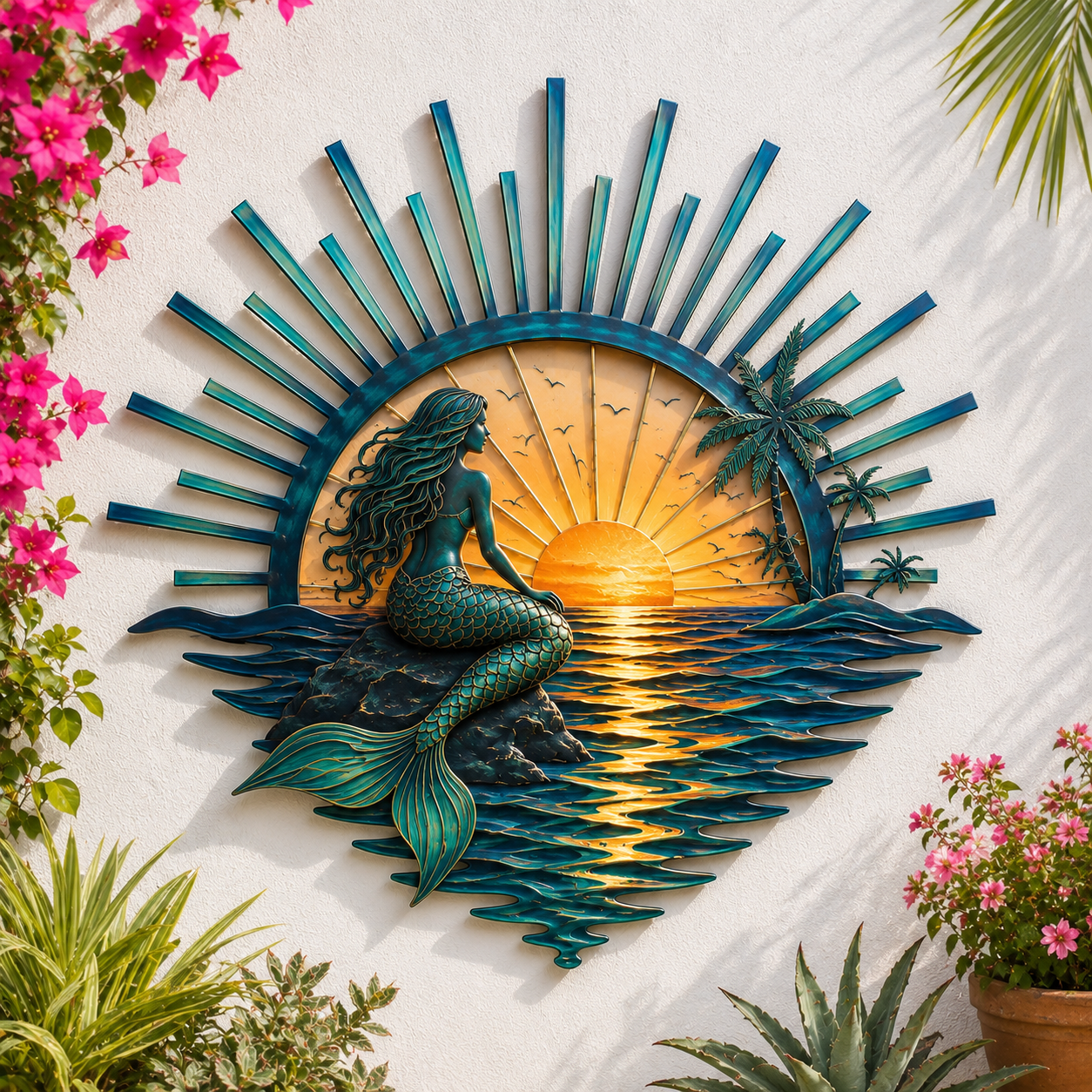 🌅 Décoration murale en métal « Legend of the Sunset Tides » – 🌊 Décoration murale en métal de style nautique vintage