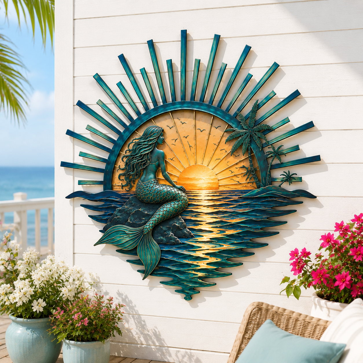 🌅 Décoration murale en métal « Legend of the Sunset Tides » – 🌊 Décoration murale en métal de style nautique vintage