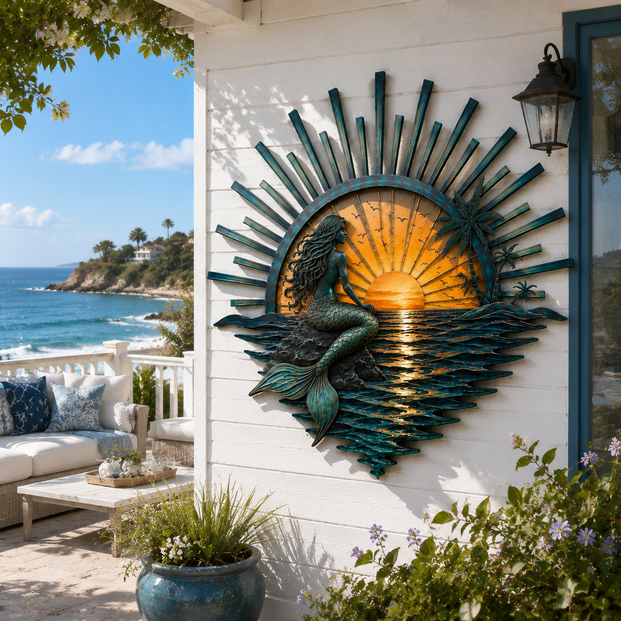 🌅 Décoration murale en métal « Legend of the Sunset Tides » – 🌊 Décoration murale en métal de style nautique vintage