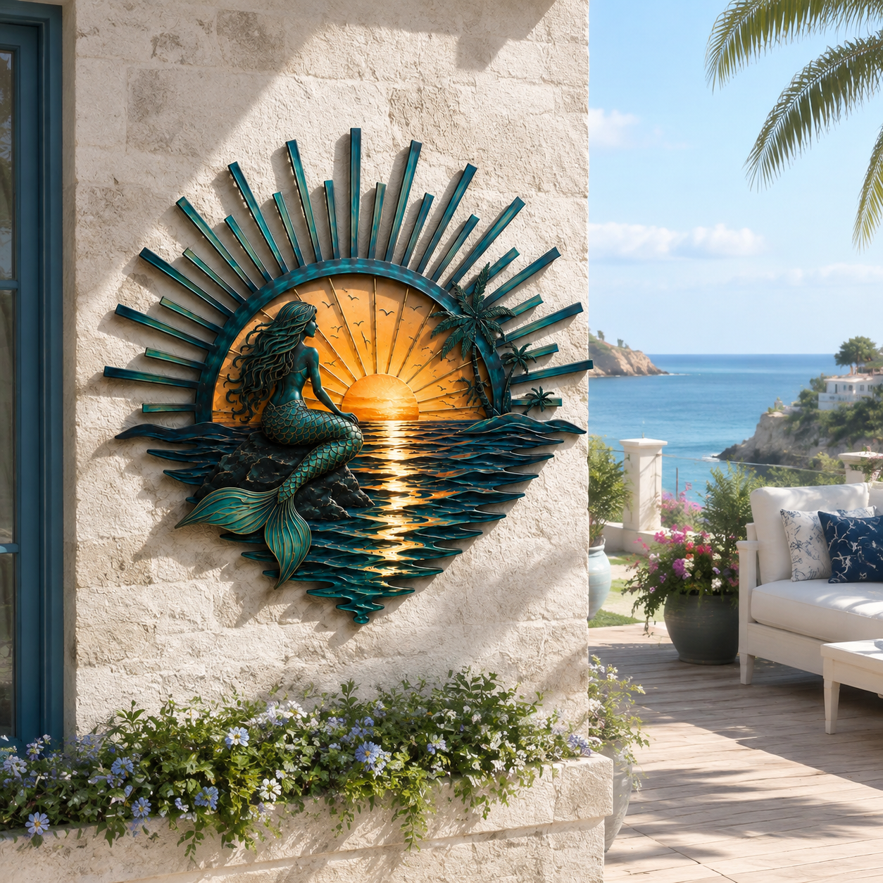 🌅 Décoration murale en métal « Legend of the Sunset Tides » – 🌊 Décoration murale en métal de style nautique vintage