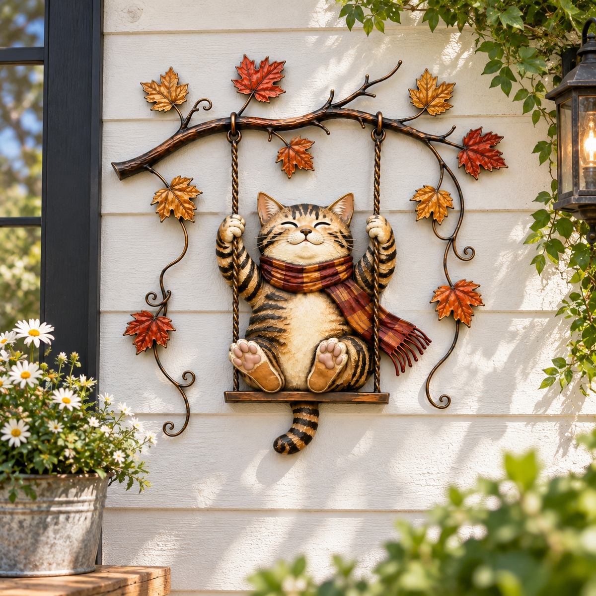🍁Décoration murale en métal « Chat d'automne »🐱