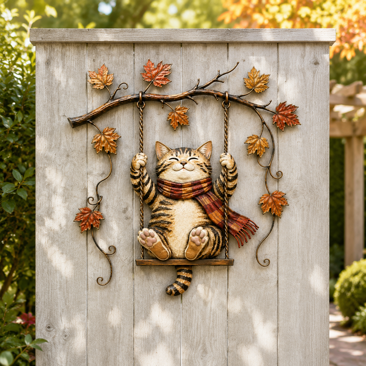 🍁Décoration murale en métal « Chat d'automne »🐱