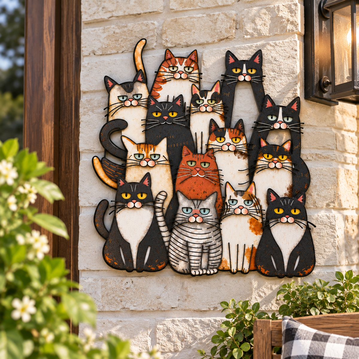 🐾Décoration murale en métal « Famille de chats fantaisistes »