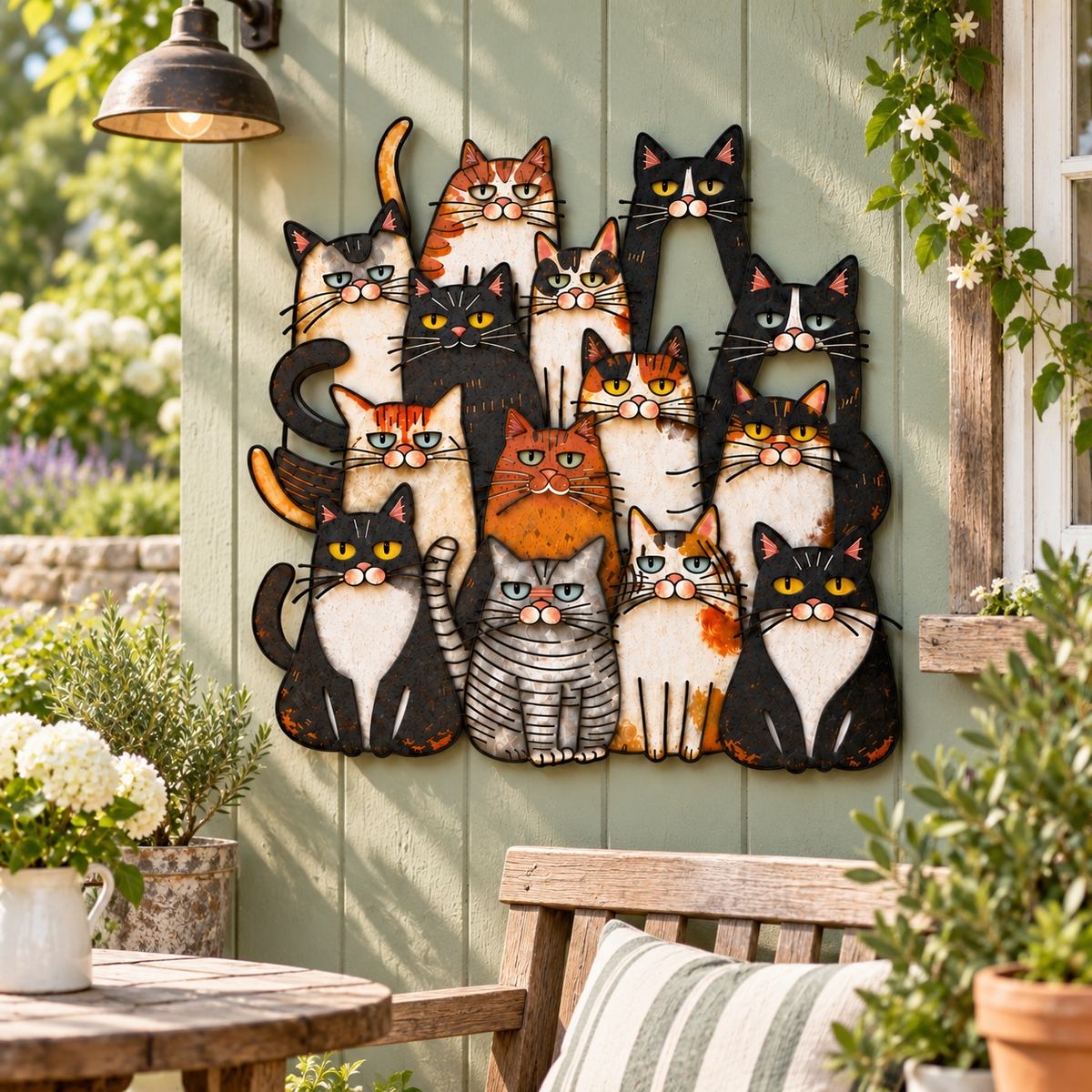 🐾Décoration murale en métal « Famille de chats fantaisistes »
