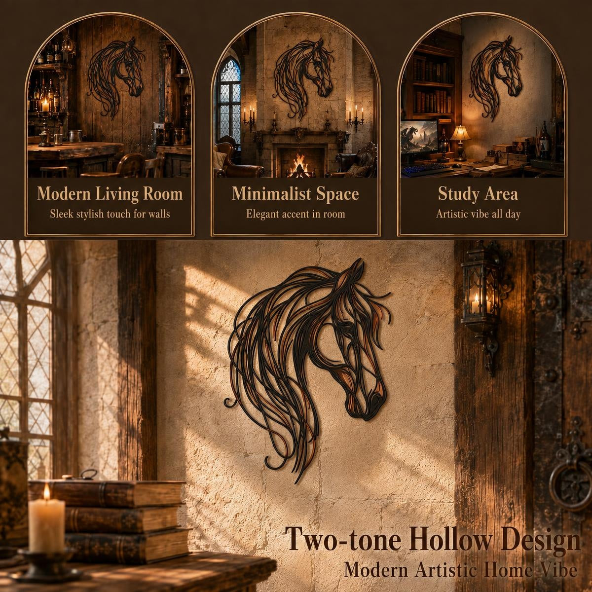 🐎Décoration murale en métal ajouré représentant une tête de cheval