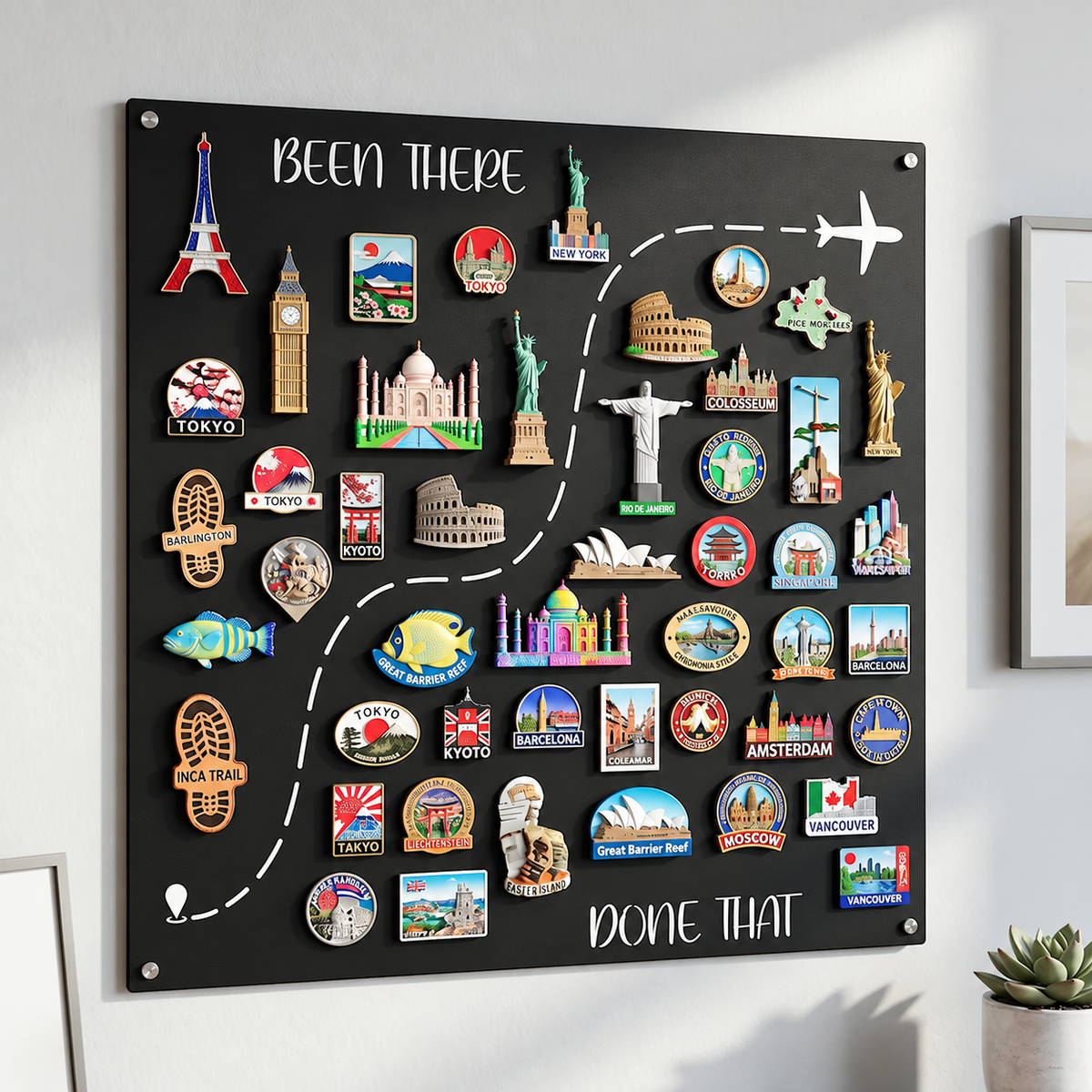 🌎✨Tableau magnétique de voyage - 💕Chaque aimant a son histoire. Chaque voyage mérite sa place