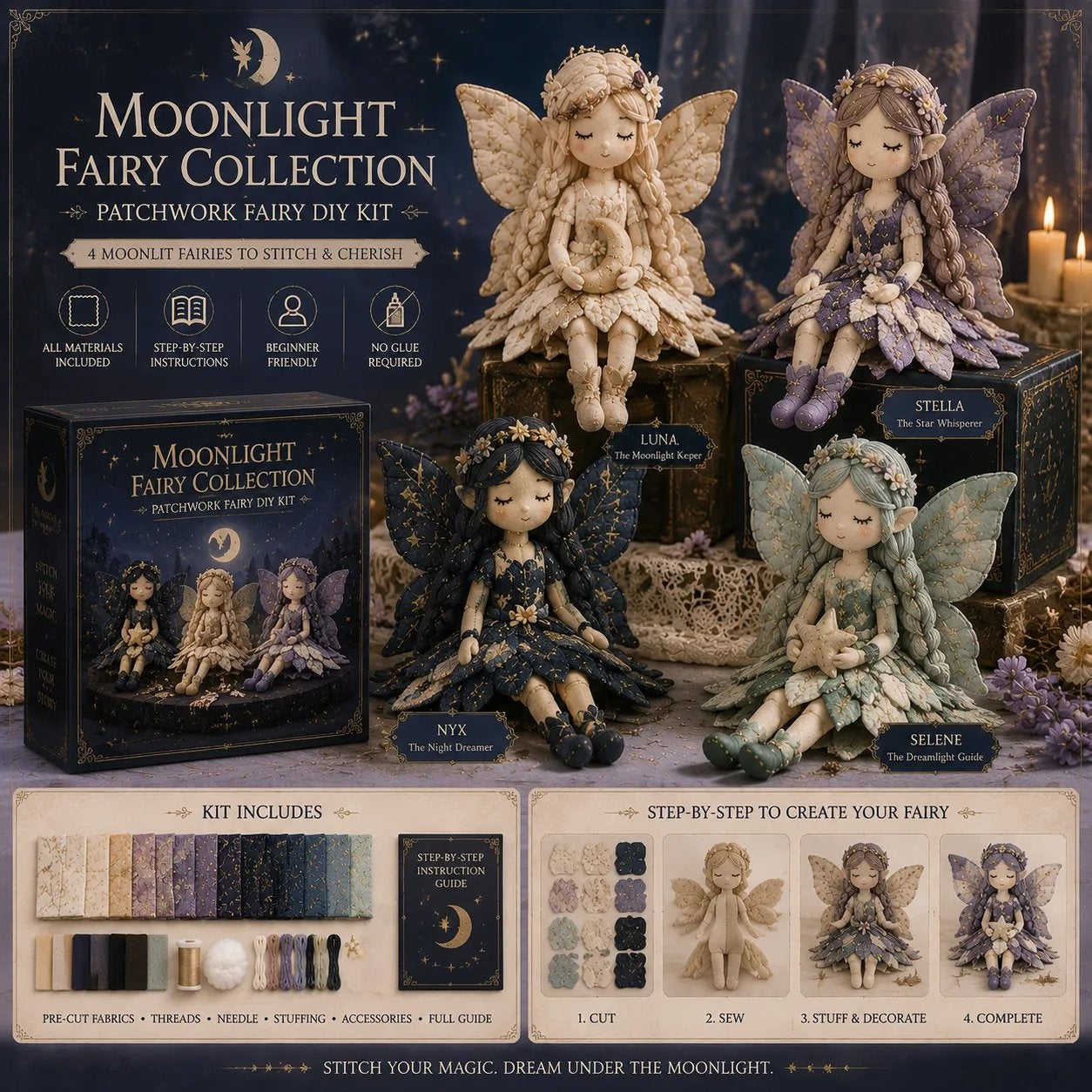 🔥DERNIER JOUR : 50 % DE RÉDUCTION - 🧵Collection DIY « Fairy Patchwork »