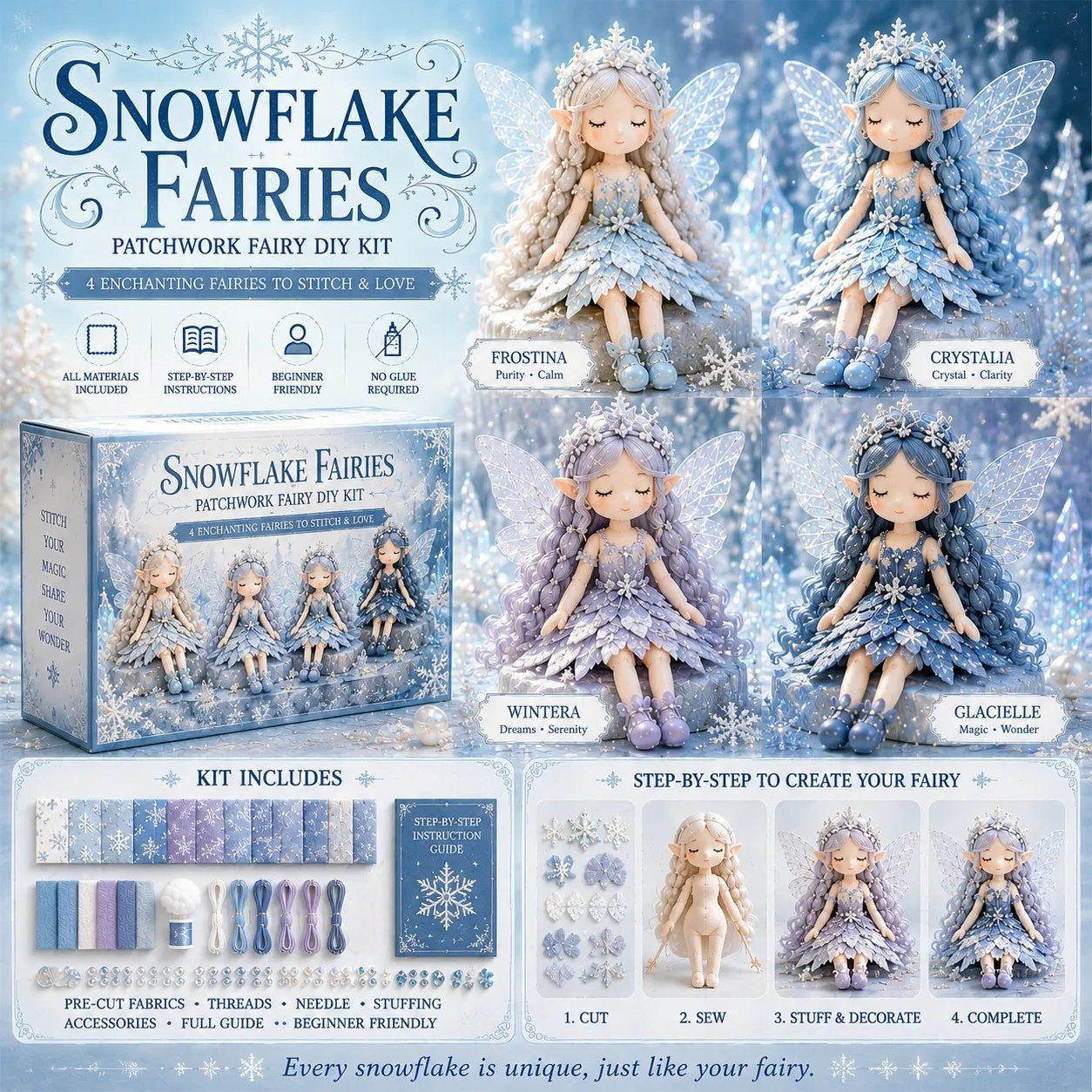 🔥DERNIER JOUR : 50 % DE RÉDUCTION - 🧵Collection DIY « Fairy Patchwork »