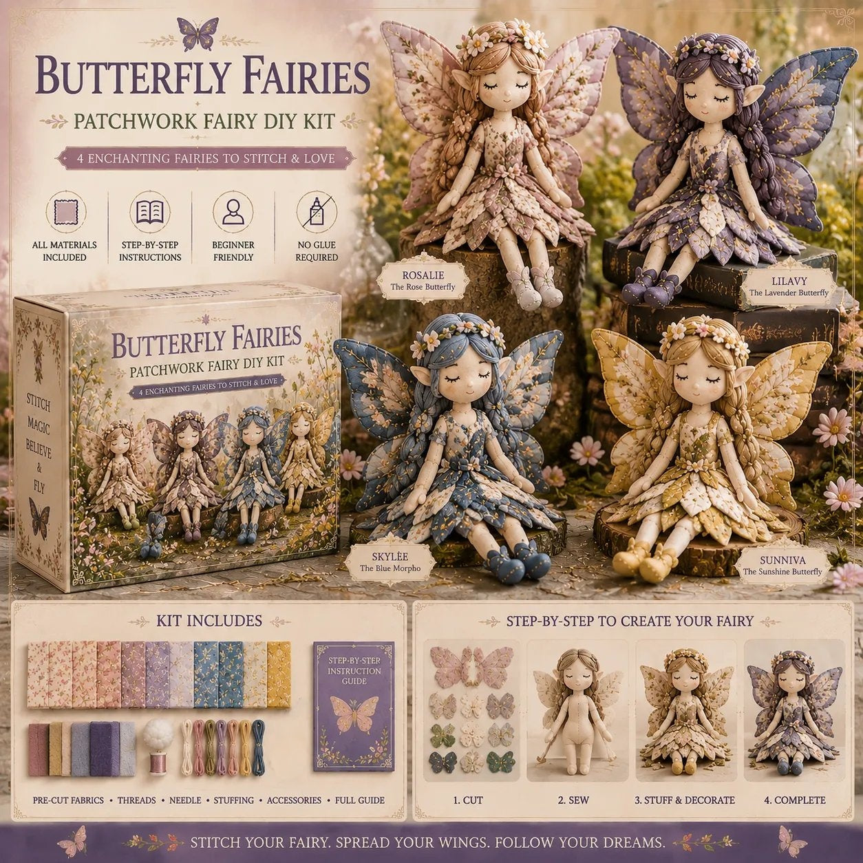 🔥DERNIER JOUR : 50 % DE RÉDUCTION - 🧵Collection DIY « Fairy Patchwork »