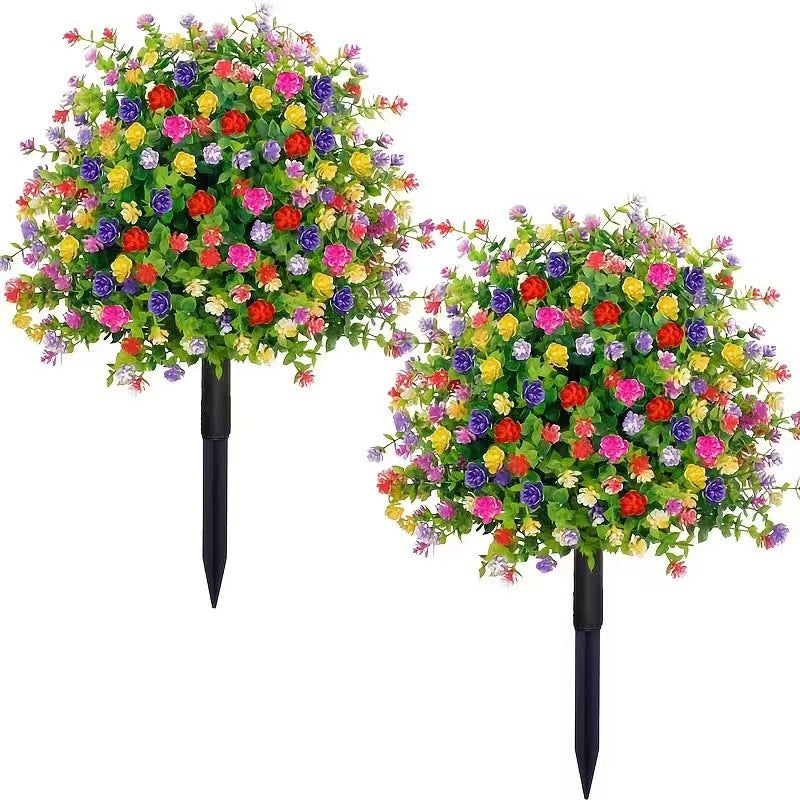 🌸Arbres artificiels en pot avec piquets de fixation au sol